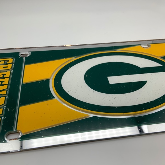 Vintage NFL Green Bay Packers Logo Striped Mirrored Decorative License Plate - Picture 4 of 12